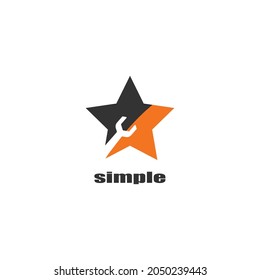 logo design template. Mechanic, service auto, repair, machine. illustration with star and wrench icon vector.