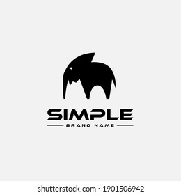 Plantilla de diseño de logotipo con un icono de elefante negro minimalista