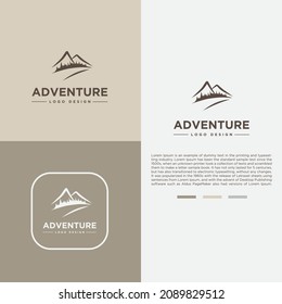 plantilla de diseño de logotipo, con icono de montaña, adecuada para la marca de aventura natural