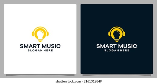 Logo design template Music. Logo headphone with light bulb. Premium vector