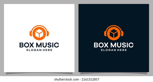 Logo design template Music. Logo headphone with box logistics. Premium vector