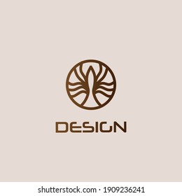 logo design template, with natural farm line art icon