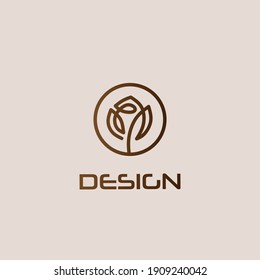 Logo design template, with natural leaf line art icons