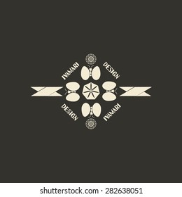  Logo design template in oriental style. Ethnic religious   logotype for business. Japanese, chinese and other eastern ornament. Asian traditional symbol.