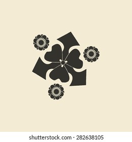  Logo design template in oriental style. Ethnic religious   logotype for business. Japanese, chinese and other eastern ornament. Asian traditional symbol.