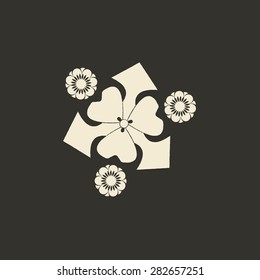  Logo design template in oriental style. Ethnic religious   logotype for business. Japanese, chinese and other eastern ornament. Asian traditional symbol.