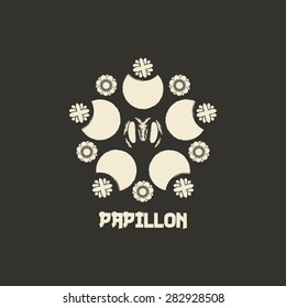  Logo design template in oriental style. Ethnic religious  logotype for  business. Japanese, chinese and other eastern ornament. Asian traditional symbol.