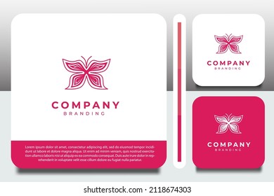 plantilla de diseño de logotipo, con icono de mariposa de contorno