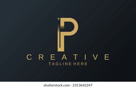 logo design template. P Letter Creative Logo Design, Premium Logo Vector P or IP gold color. Beautiful Logotype design for luxury corporate brand. Elegant identity design in golden color.