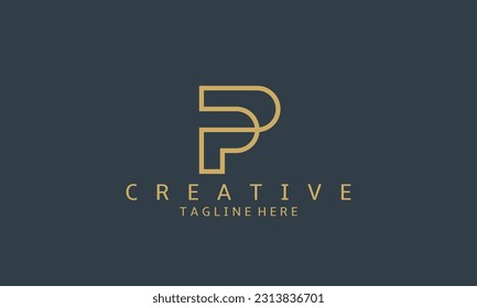 plantilla de diseño de logotipo. P Letra diseño de logotipo creativo, color oro del vector de logotipo premium P. Hermoso diseño Logotipo para marca corporativa de lujo. Elegante diseño identitario de color dorado.