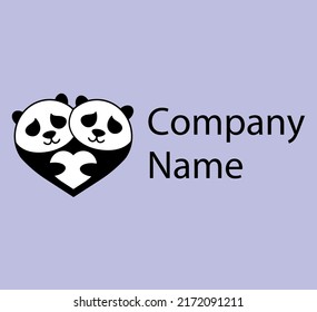 Logo design template сute pandas