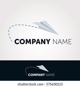 Logo design template. Paper airplane travel business symbol
