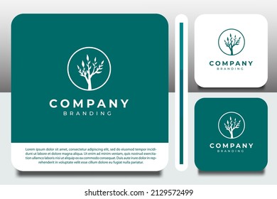 plantilla de diseño de logotipo, con icono de planta en círculo