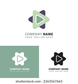 Logo design template play abstract icon. Music and video logo sign.