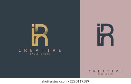 logo design template. Premium Vector R Logo in two color variations. Beautiful Logotype design for luxury corporate brand. Elegant identity design with gold color.