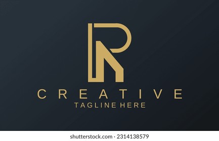 logo design template. R Letter Creative Logo Design, Premium Logo Vector R or RP gold color. Beautiful Logotype design for luxury corporate brand. Elegant identity design in golden color.