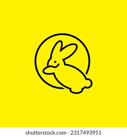 Logo design template, with a rabbit icon in a circle
