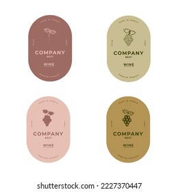 logo design template, Set of wine labels. Premium minimalist and modern design