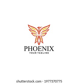 Logo design template in the shape of a phoenix as a corporate symbol