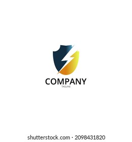 Logo design template for a shield combined with lightning, suitable for security and protection businesses