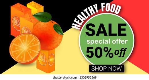 Logo design template for shops and cafes Healthy Eating .Vector illustration of summer sale and special offer words on fruits pattern.