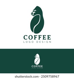 Logo design template, silhouette gorilla and coffee beans illustration logo design for your bussiness.