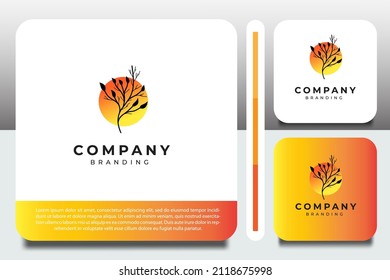logo design template, with silhouette tree icon