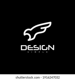 Logo design template, with a simple line art eagle icon