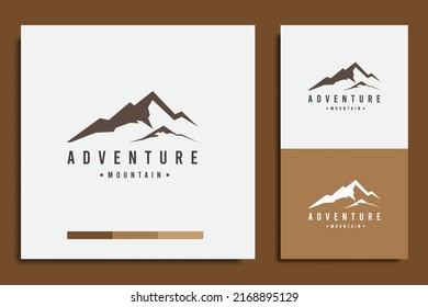 plantilla de diseño de logotipo, con un sencillo icono de aventura de montaña