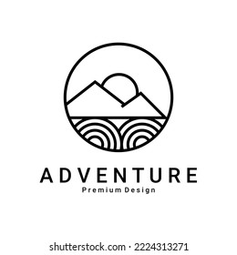 logo design template with simple mountain with circle