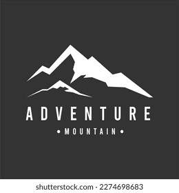 logo design template, with simple mountain adventure in black background