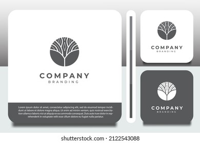 Logo Design Template, With A Small Tree Icon In A Circle