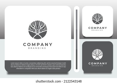 Logo Design Template, With A Small Tree Icon In A Circle