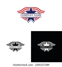 plantilla de diseño de logotipo. Diseño del logo de Star con bandera en un lado.
bandera, estrella
