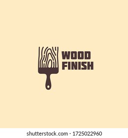 Logo design template with stylized brush for wood shop, carpentry, woodworkers, wood working industry. Vector illustration.