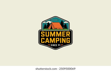 logo design template of a summer camping vector flat design