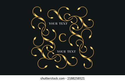 Plantilla de diseño de logotipos en estilo lineal de moda con flores y hojas, letra C sobre fondo negro - productos de lujo, empaque cosmético, monograma elegante.