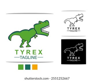 Modelo de design de logotipo, com um logotipo T-REX, ilustração de vetor Dinosaurus T-REX Logo Design