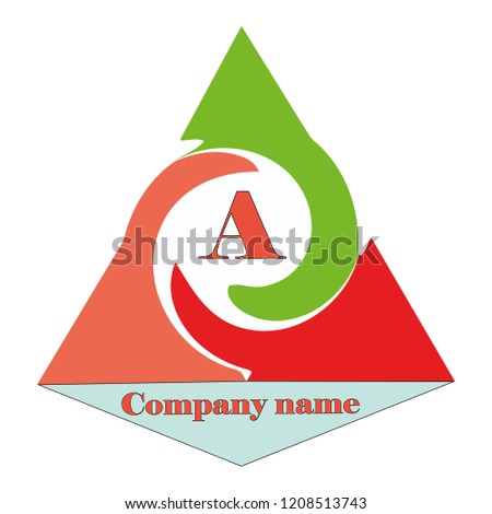 Logo design template .Triangle shape. The Letter A . Isolated, white. Vector