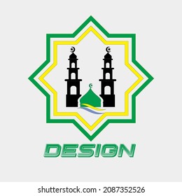 Logo design template, with two minarets and a mosque dome