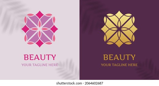 Logo design template vector graphic branding element. Flower logo element for beauty sphere. Flower icon. Symbol for jewelry, restaurant, cosmetics, beauty products, tattoo parlors, spas.