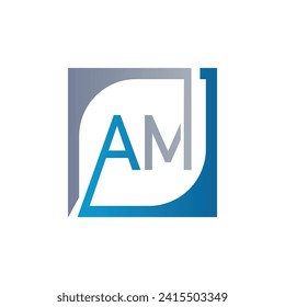 AM Logo Design Template Vector With Square Background.