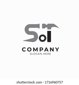 Logo design template vector ST letter 