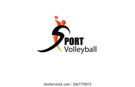Ein Logo zur Illustration für ein Volleyball-Spielplatz-Symbol oder ein Logo für ein Volleyball-Team und ein Logo in Form einer Silhouette, aus der die Spieler zusammengesetzt sind