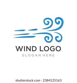 Plantilla de diseño de logotipos, elemento de ola, viento creativo o aire.Logo para empresas, web, aire acondicionado.