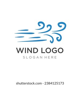 Plantilla de diseño de logotipos, elemento de ola, viento creativo o aire.Logo para empresas, web, aire acondicionado.