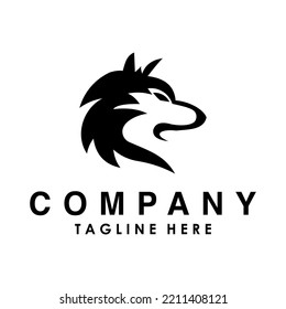 Logo design template. Wolf face facing right.