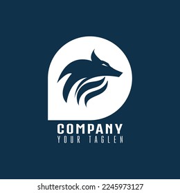 Logo design template, with wolf head icon