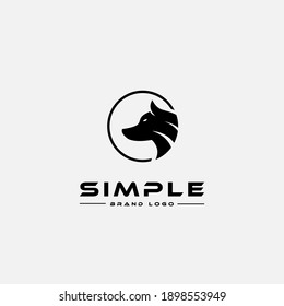 Logo design template, with a wolf's head icon in a circle