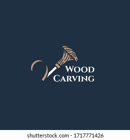 Logo design template for wood carving, wood shop, carpenter, woodworkers, carver, engraver, wood working industry. Vector illustration.